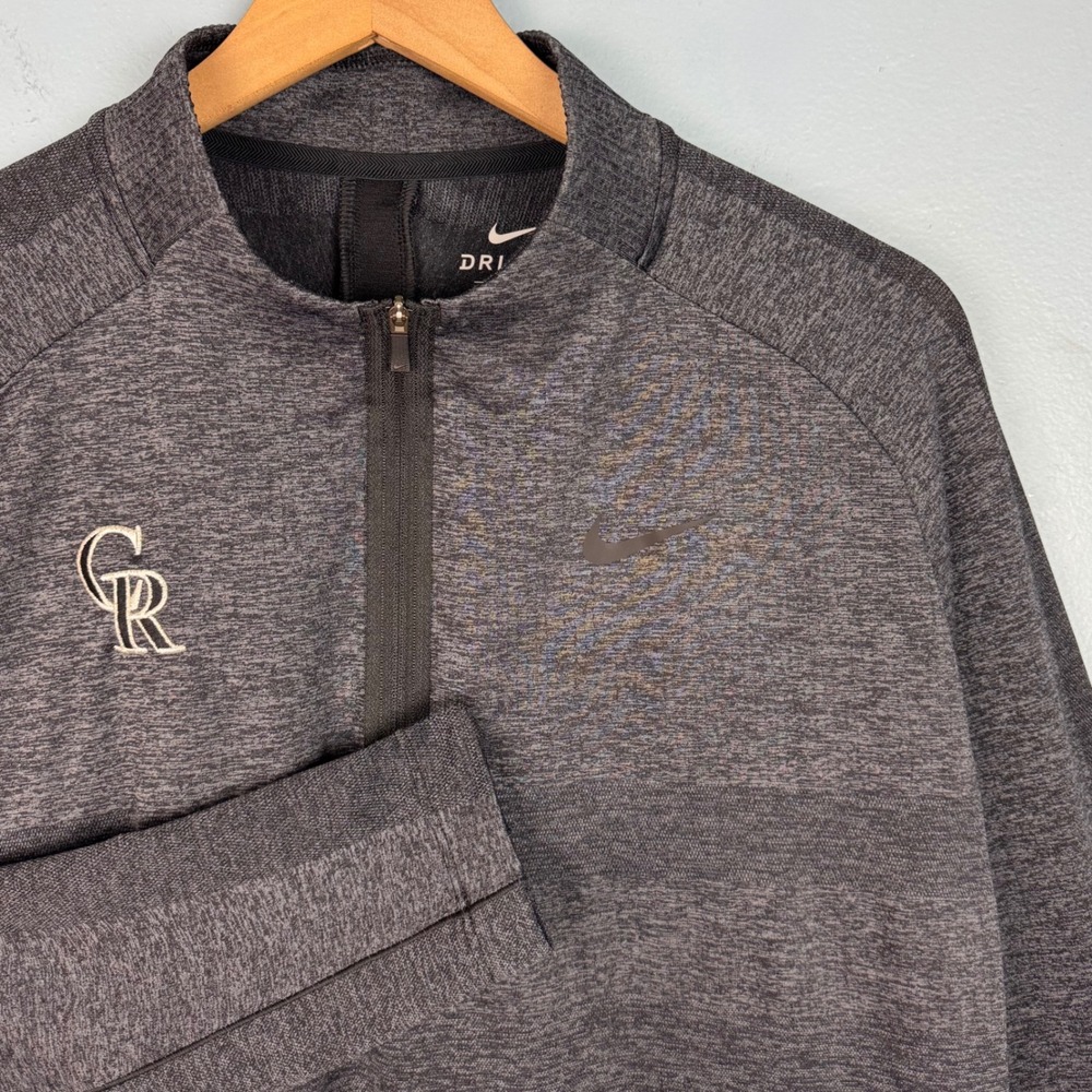 Nike Dri-Fit MLB Colorado Rockies Men's Large Gray 1/4 Zip Pullover Sweatshirt